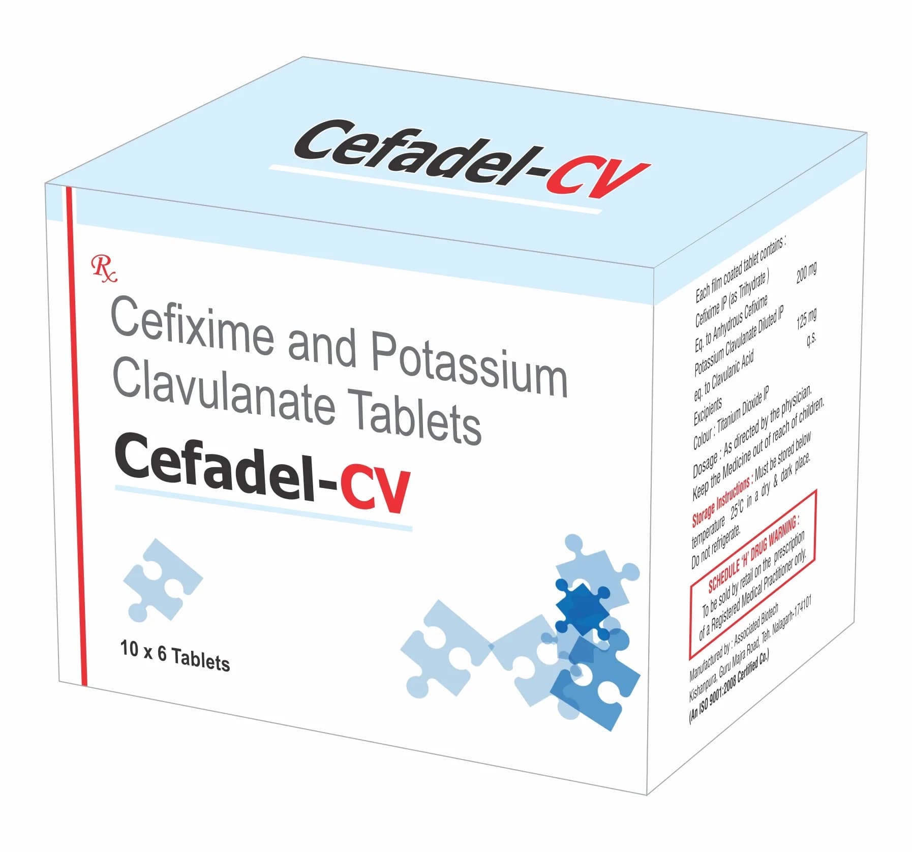 Cefadel-CV 3D BOX "Cefadel CV – Cefixime 200mg + Potassium Clavulanate 125mg Tablet | Uses & Details"